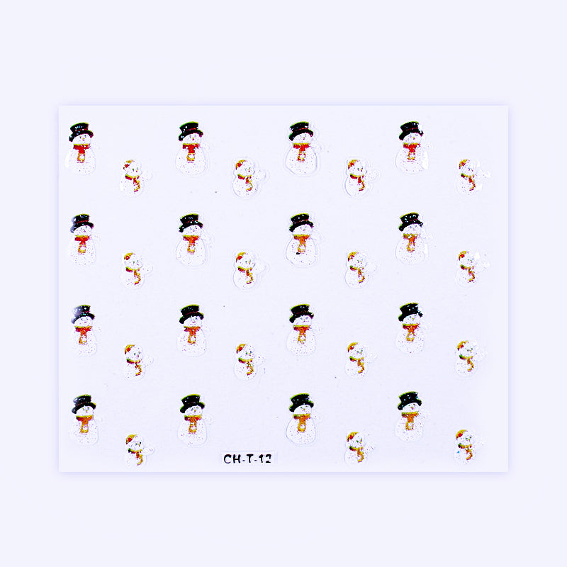 CH.T- 12/1 - Stickers adesivo per nail art a tema Natalizio - dettagli rossi
