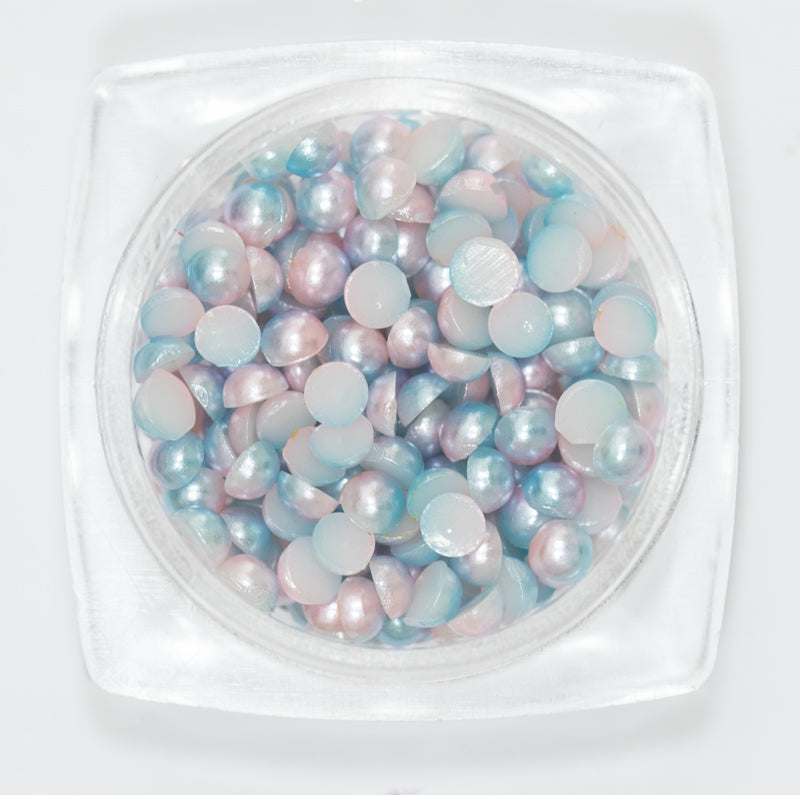 Mezze perle colorate rosa blu   003