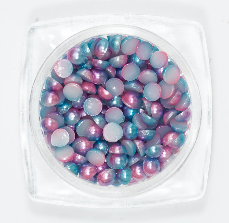 Mezze perle colorate blu fucsia  008