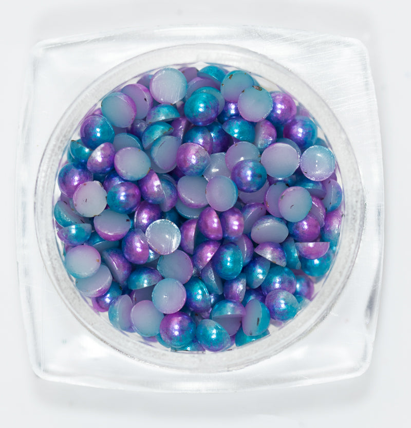 Mezze perle colorate blu scuro rosa  012