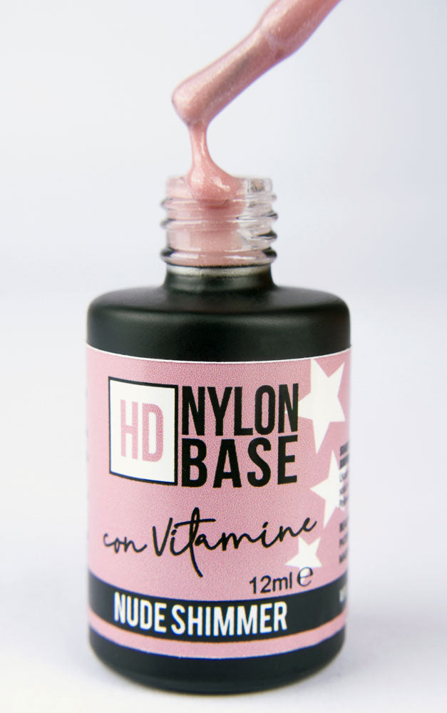 Nude Shimmer – HD Nylon Base Semipermanente Soak-Off Rinforzante con Vitamina E e Calcio 12ml