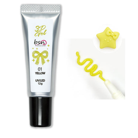 Gel 3D Nail Art colore 01 Yellow in tubetto 12 g