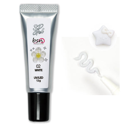 Gel 3D Nail Art colore 02 White in tubetto 12 g