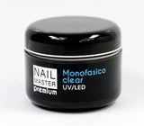 Nail Master Premium 30g, Monofasico Clear, Gel unghie UV/Led – 3in1 Base, modellante e Sigillante - Media viscosità, senza acidi
