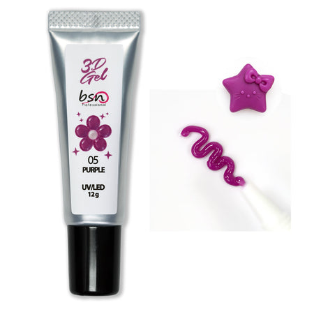 Gel 3D Nail Art colore 05 Purple in tubetto 12 g