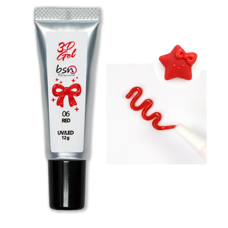 Gel 3D Nail Art colore 06 Red in tubetto 12 g