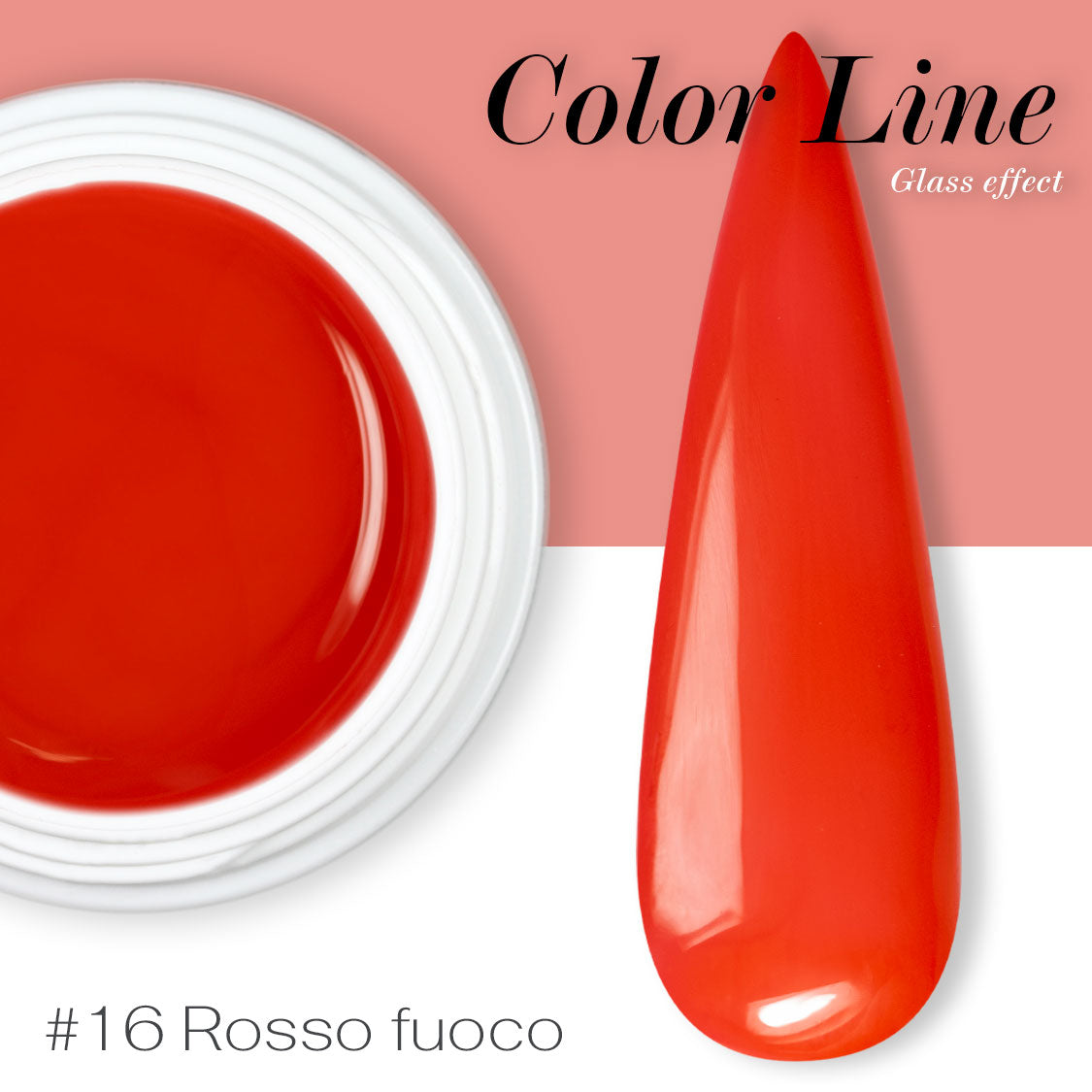 16 - Rosso fuoco - Glass Effect - Gel UV Colorato - Color line - 5ml