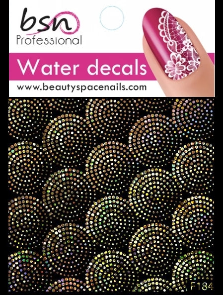 Stickers Adesivi Nail Art Water decals motivi cerchi multicolor base oro - gold