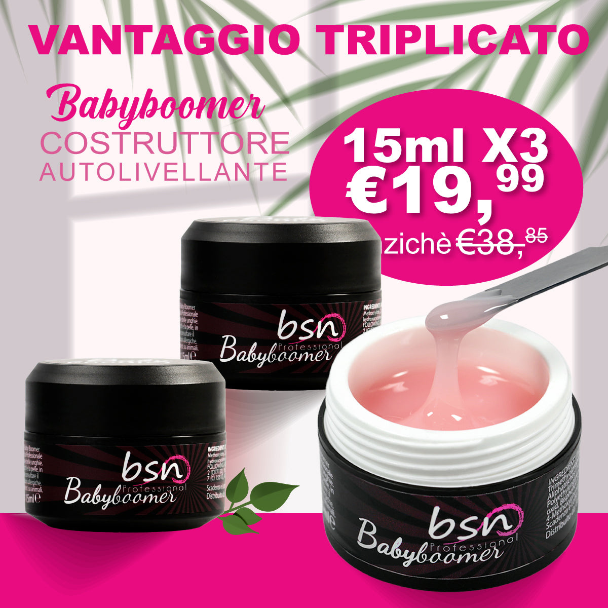 3X NEW BABYBOOMER GEL 15 ML – Costruttore modellante rosa latte coprente