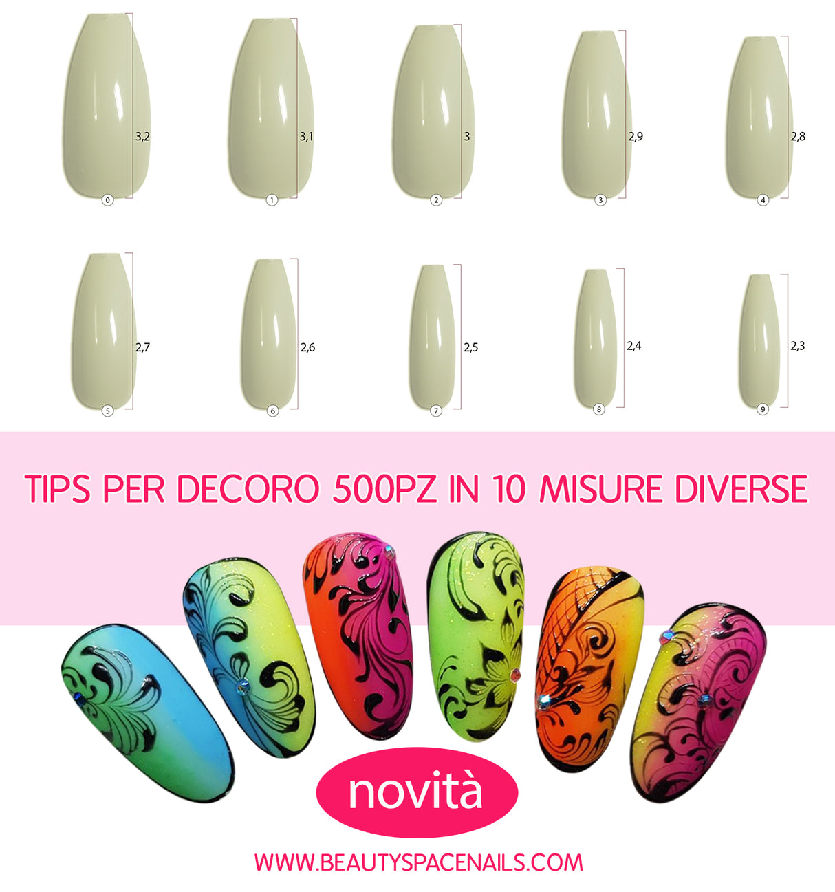 500 Tip Coffin Natural da decorazione - 10 misure diverse