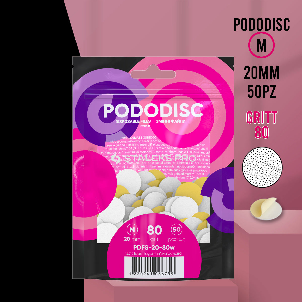 PODODISC Lime rotonde dischi per Pedicure Staleks Pro M -80 gritt - 50pz