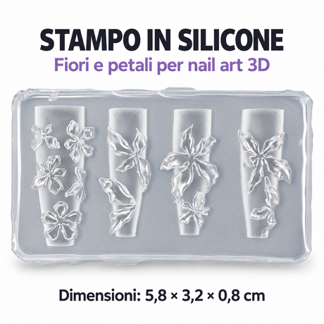Stampo in silicone nail art 3D - 02 Fiori e petali