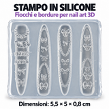 Stampo in silicone nail art 3D - 04 Fiocchi e bordure