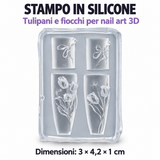 Stampo in silicone nail art 3D - 06 Tulipani e fiocchi
