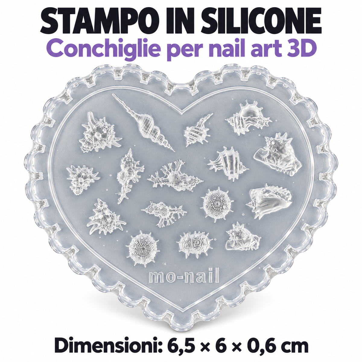 Stampo in silicone nail art 3D - 07 Conchiglie, stampo a cuore