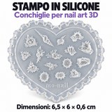 Stampo in silicone nail art 3D - 07 Conchiglie, stampo a cuore