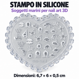 Stampo in silicone nail art 3D - 08 Soggetti marini, stampo a cuore