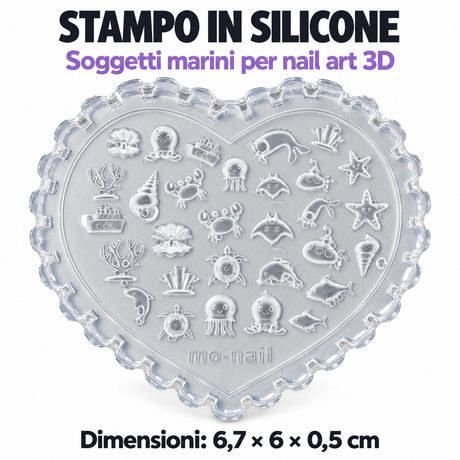 Stampo in silicone nail art 3D - 08 Soggetti marini, stampo a cuore