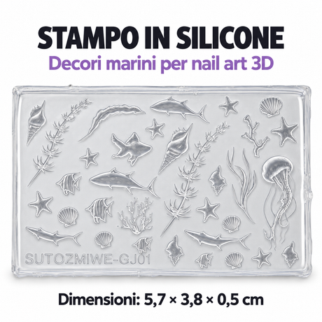 Stampo in silicone nail art 3D - 09 Decori marini