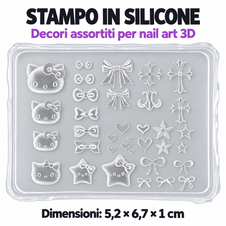 Stampo in silicone nail art 3D - 10 Decori assortiti