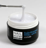 Nail Master Premium 30g, Babyboomer Milky White, Gel unghie UV/Led – Bianco latte Costruttore Modellante - Media viscosità, senza acidi