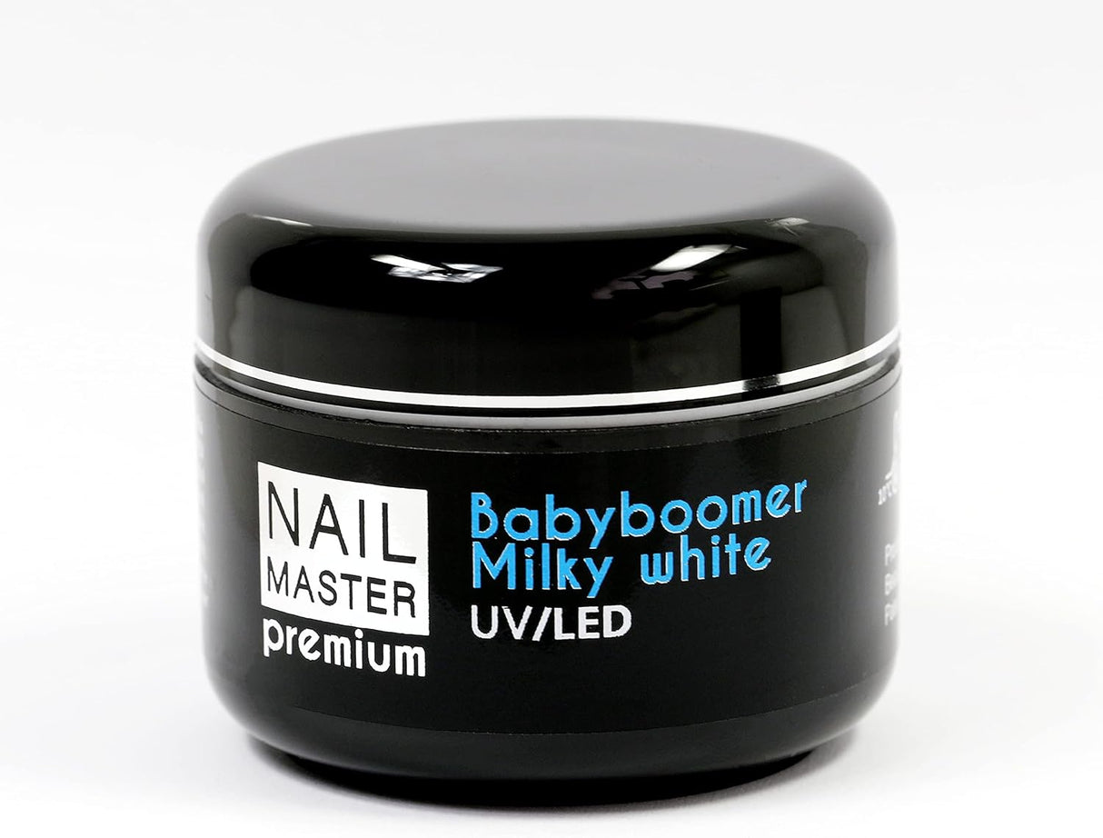 Nail Master Premium 30g, Babyboomer Milky White, Gel unghie UV/Led – Bianco latte Costruttore Modellante - Media viscosità, senza acidi