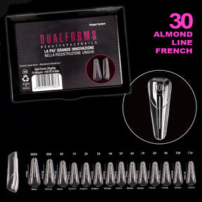 Dual Form 30 Almond Line French Beauty Space Nails Mandorla Moderna 14 misure 140 pezzi