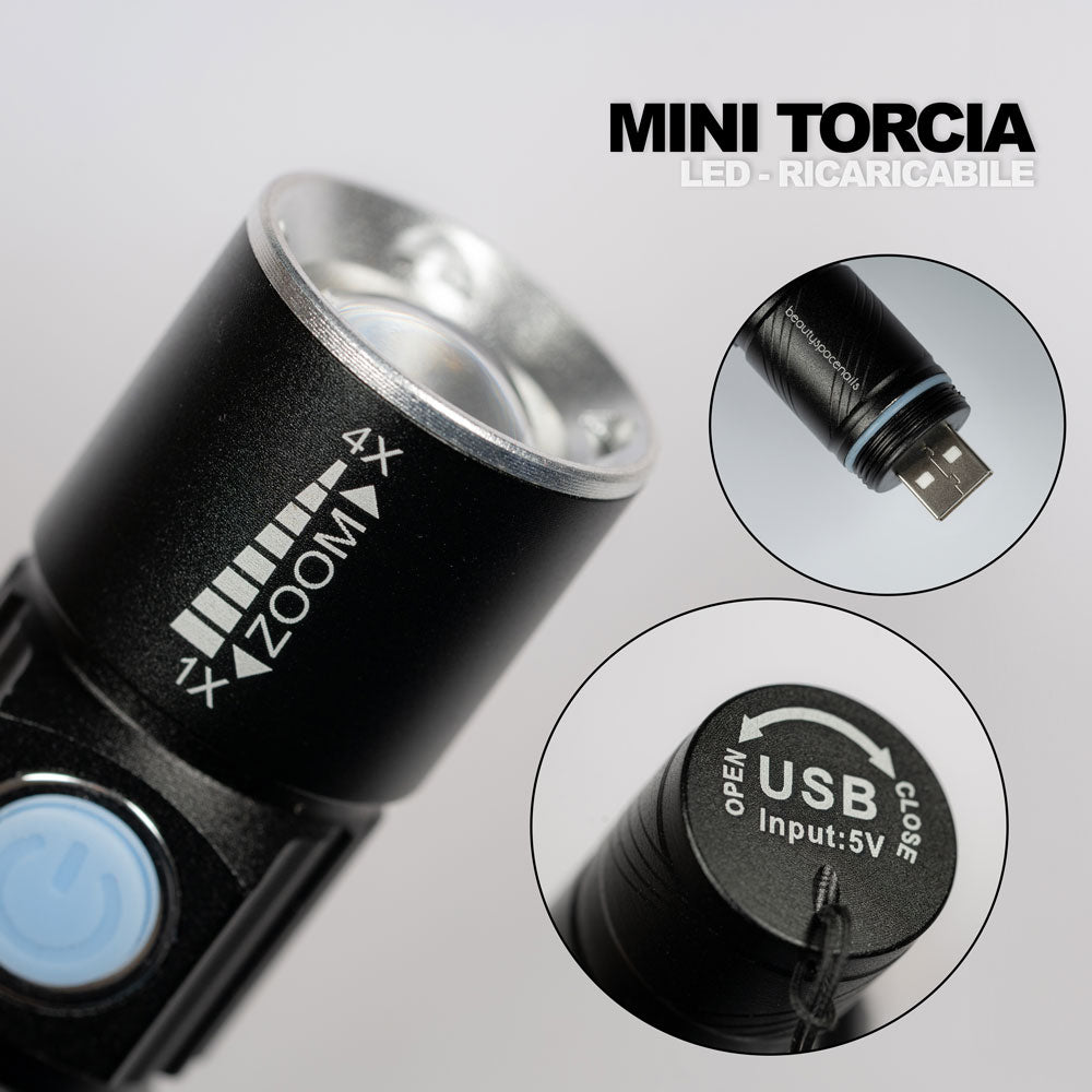 Mini Torcia Lampada LED ricaricabile USB