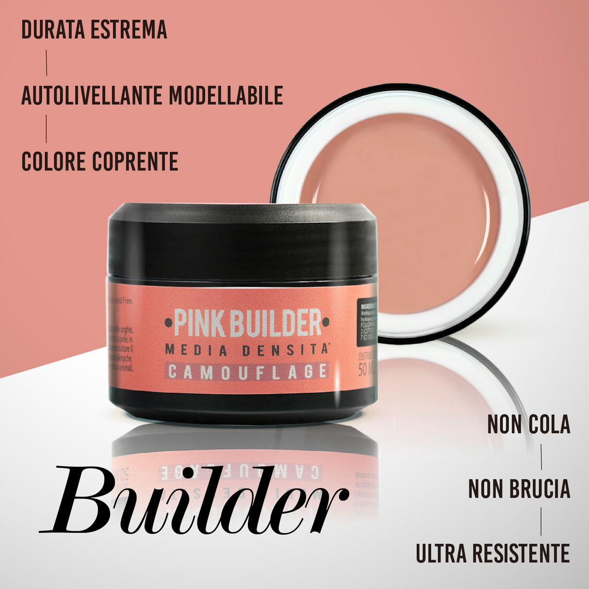 NEW PINK BUILDER 15 ML – Gel uv camouflage rosa intenso media densità