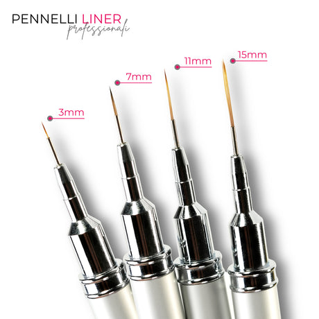 Pennelli liner nail art Beauty Space Nails misure 3 7 11 15 mm a confronto