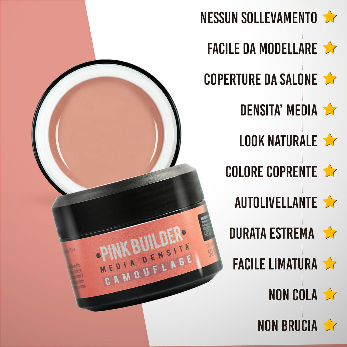 NEW PINK BUILDER 15 ML – Gel uv camouflage rosa intenso media densità