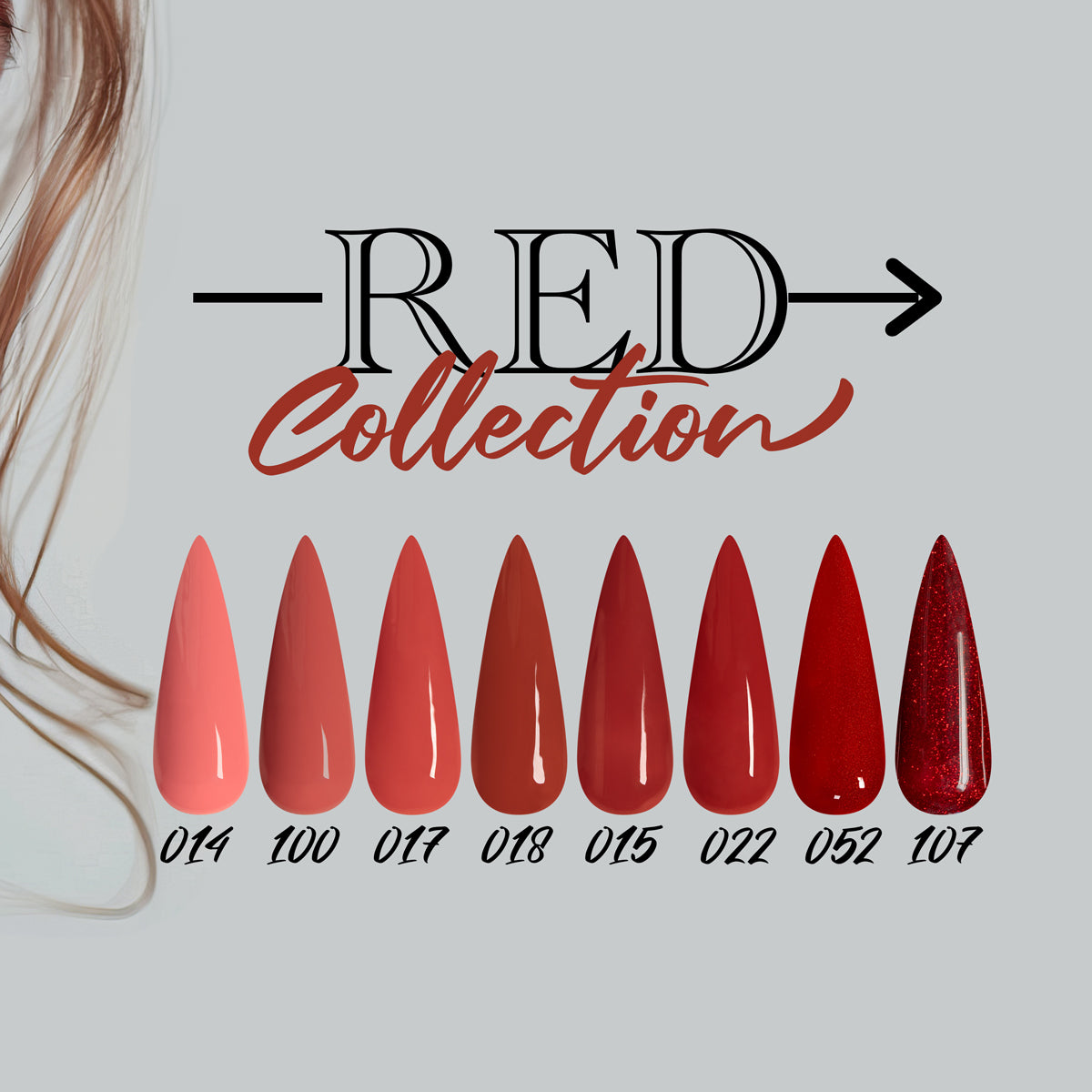 Red Collection - 8 colori - Soak Off Color da 7ml cad. Smalto semipermanente