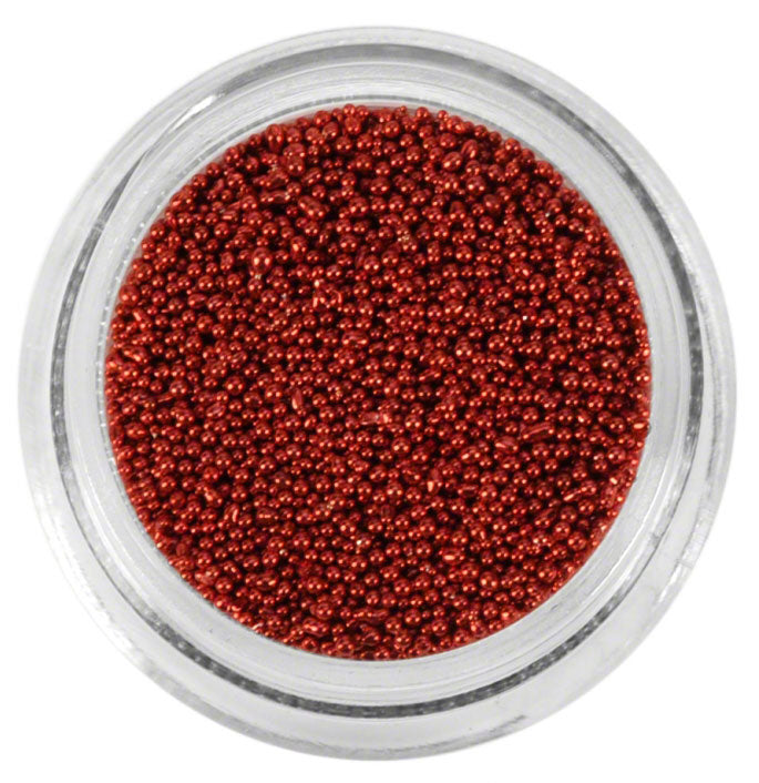 Pot de décorations pour nail art à micro-perles rouges métallisées 