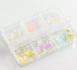 Box 6 decorazioni per unghie e nail art - farfalle, pietre preziose e diamantini