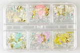 Box 6 decorazioni per unghie e nail art - farfalle, pietre preziose e diamantini