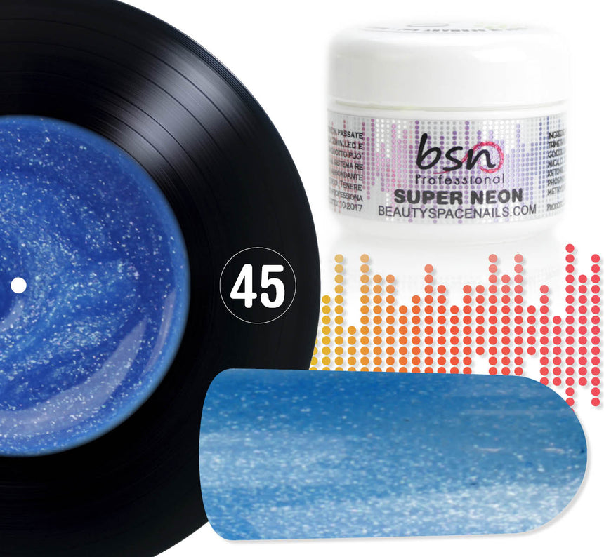 045 - Acquarius Blue Fluo - Super Neon - Gel UV Colorato - Glitter