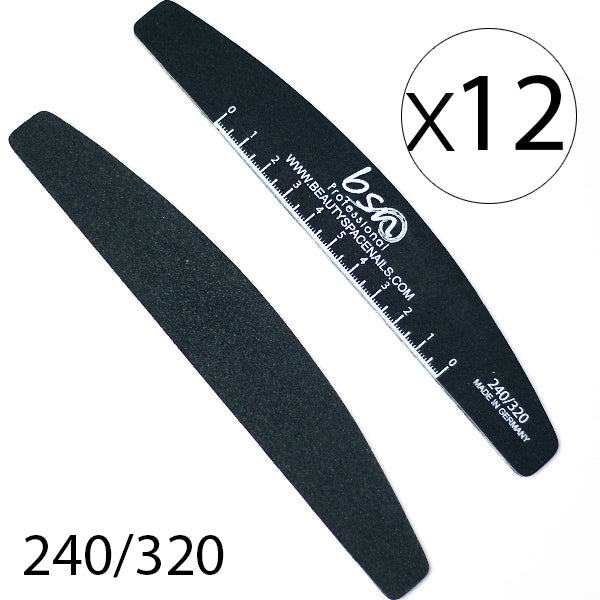 12 Lime MEZZALUNA PROFESSIONAL BLACK 240/320 con logo e righello x 12 pcs