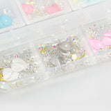 Box 6 decorazioni per unghie e nail art - cuori colorati, varie forme, pietre preziose e diamantini