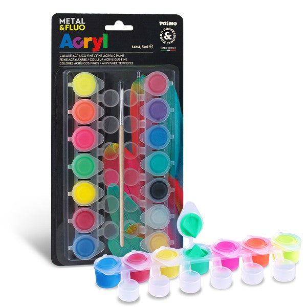 14 colori Metal e Fluo kit Colori acrilico fine Nail art
