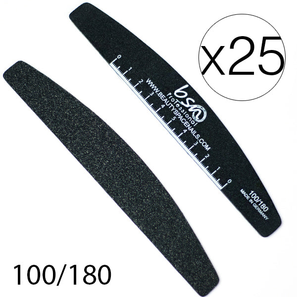 25 Lime MEZZALUNA PROFESSIONAL BLACK 100/180 con logo e righello – Beauty  Space Nails