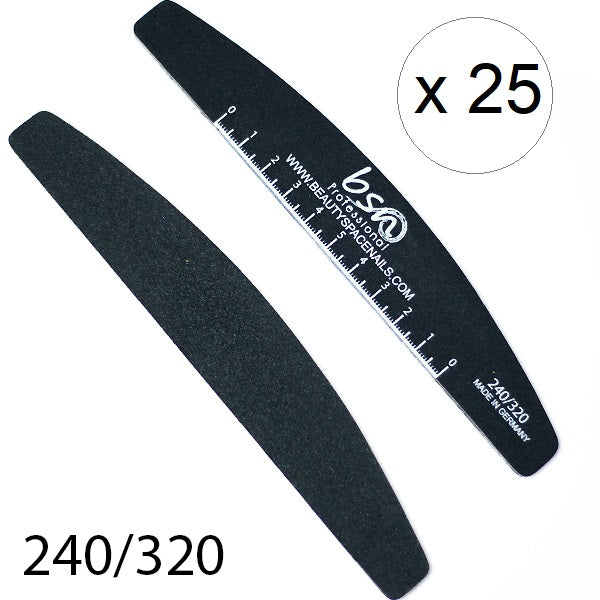 25 Lime MEZZALUNA PROFESSIONAL BLACK 240/320 con logo e righello x25pcs