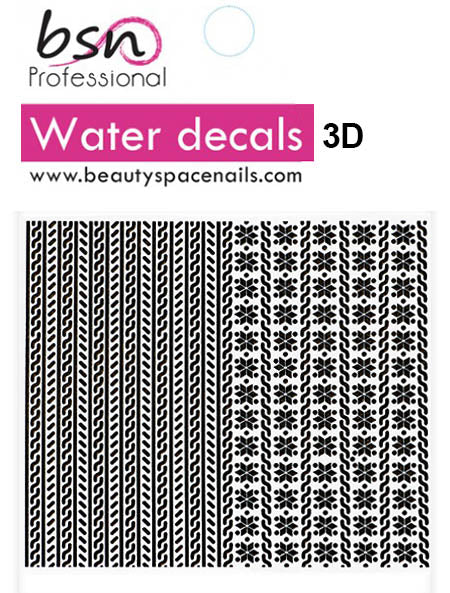 Stickers Adesivi Nail Art Water decals  Natalizi 3D effect black
