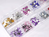 Box 12 decorazioni per unghie e nail art - strass colorati varie forme e grandezze