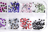 Box 12 decorazioni per unghie e nail art - strass colorati varie forme e grandezze