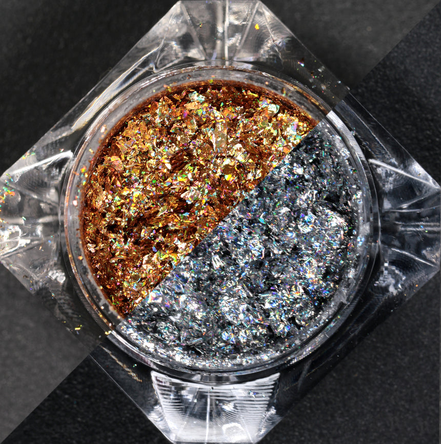 Gold&Silver - Set di polveri Rainbow Flakes ice mylar per decorazione unghie