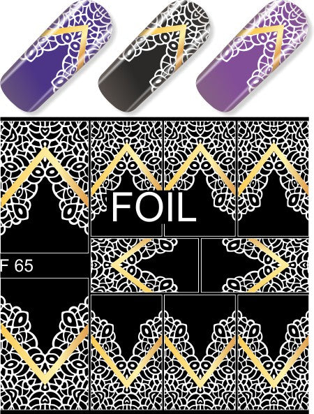 Stickers Nail art Water decals french pizzo, merletti  effetto White & Gold
