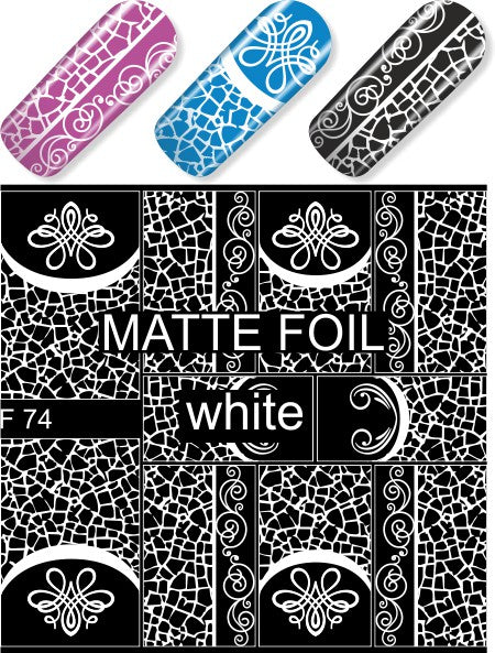 Stickers Nail art Water decals french White con eleganti ghirigori
