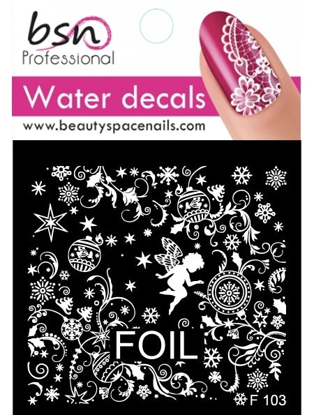 Stickers Adesivi Nail Art Water decals motivi ghirigori bianchi con angelo - bianco