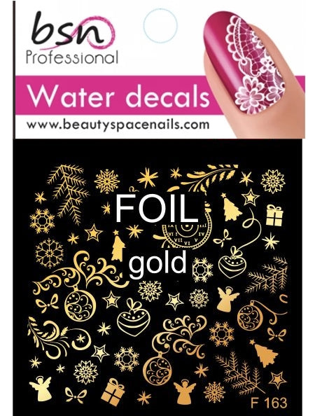 Stickers Adesivi Nail Art Water decals  Natalizi con decorazioni effetto metal - total gold