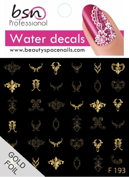 Stickers Adesivi Nail Art Water decals motivi damascato gold